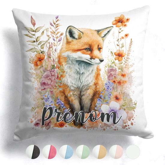 Customized two-tone Pillow - Fox flowers