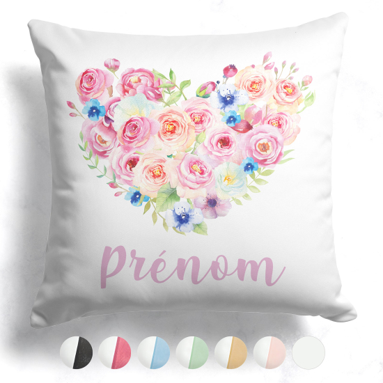 Customized two-tone Pillow - Heart flowers