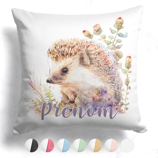 Customized two-tone Pillow - Hedgehog flowers