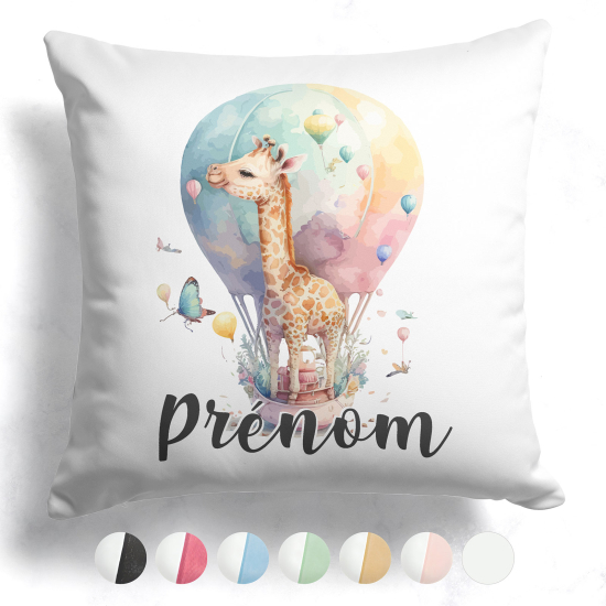 Customized two-tone Pillow - Hot air balloon giraffe