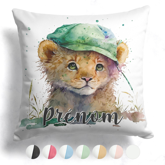 Customized two-tone Pillow - Lion cub with cap