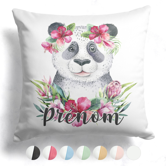 Customized two-tone Pillow - Panda flowers