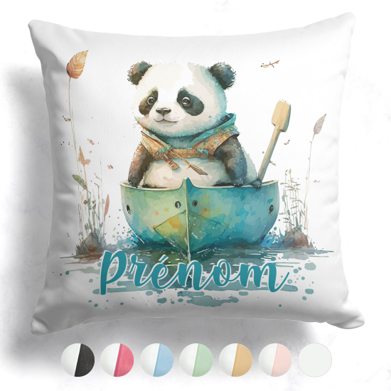 Customized two-tone Pillow - Panda in a boat