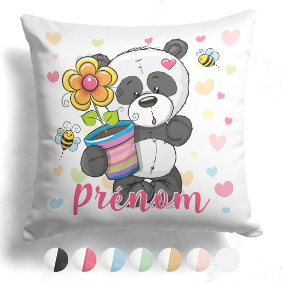 Customized two-tone Pillow - Panda with flower pot