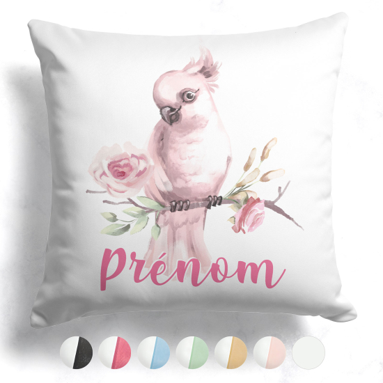 Customized two-tone Pillow - Parrot flowers