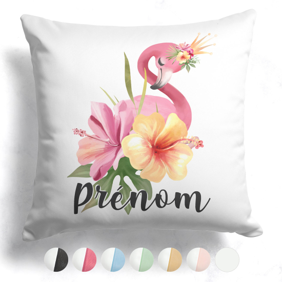 Customized two-tone Pillow - Pink flamingo flowers