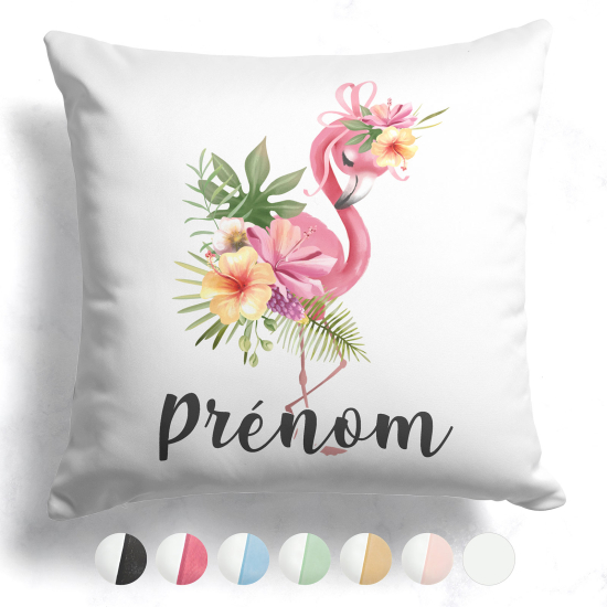 Customized two-tone Pillow - Pink flamingo flowers