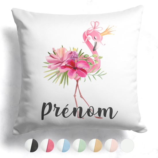 Customized two-tone Pillow - Pink flamingo flowers