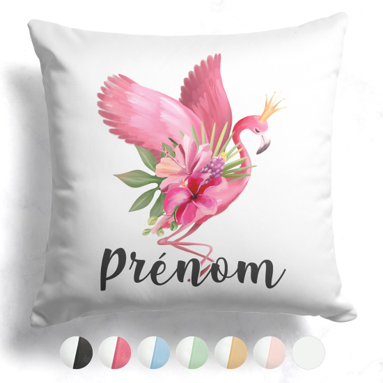 Customized two-tone Pillow - Pink flamingo flowers