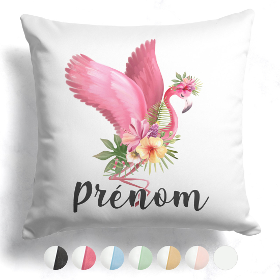 Customized two-tone Pillow - Pink flamingo flowers