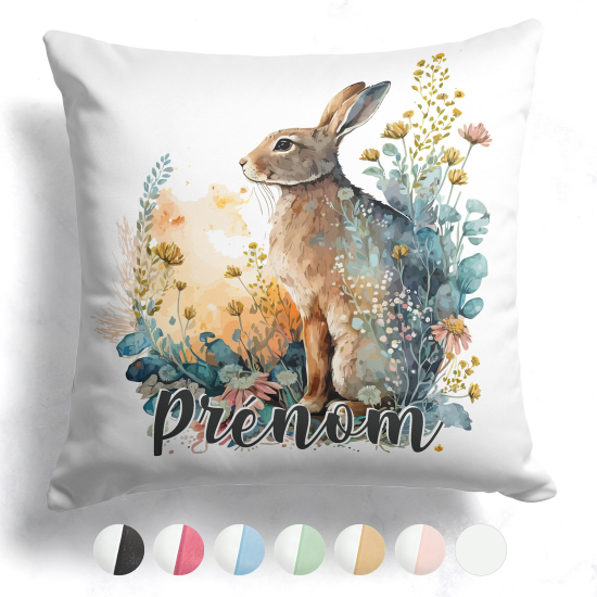 Customized two-tone Pillow - Rabbit flowers