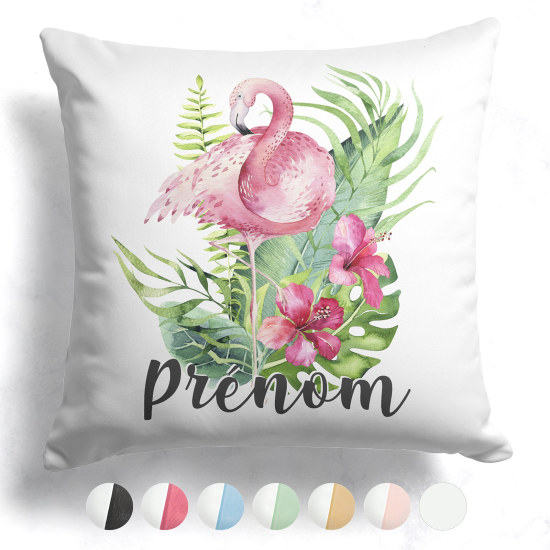 Customized two-tone Pillow - Tropical pink flamingo