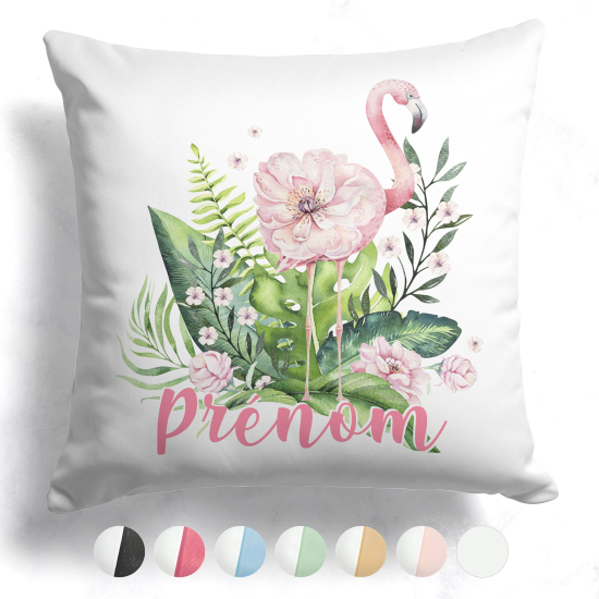 Customized two-tone Pillow - Tropical pink flamingo