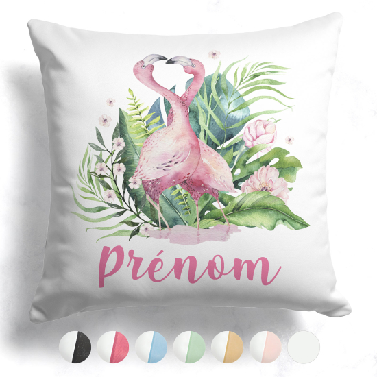 Customized two-tone Pillow - Tropical pink flamingos