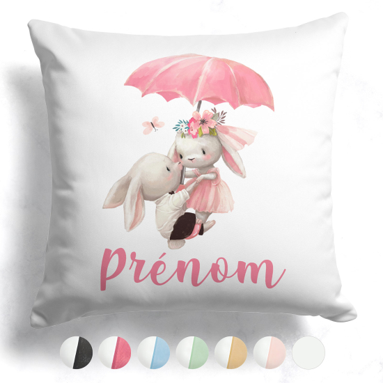 Customized two-tone Pillow - Umbrella rabbits