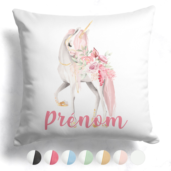 Customized two-tone Pillow - Unicorn flowers