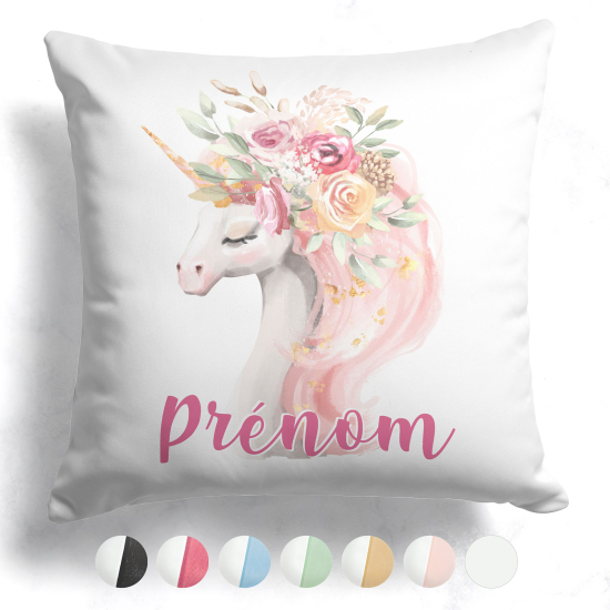 Customized two-tone Pillow - Unicorn flowers