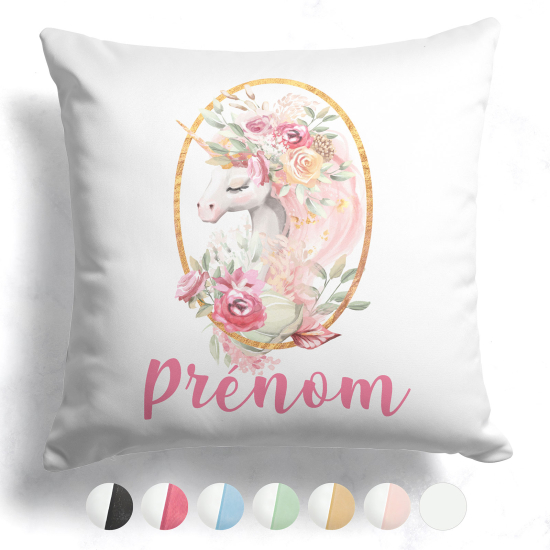 Customized two-tone Pillow - Unicorn flowers