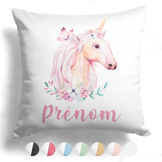 Customized two-tone Pillow - Unicorn flowers