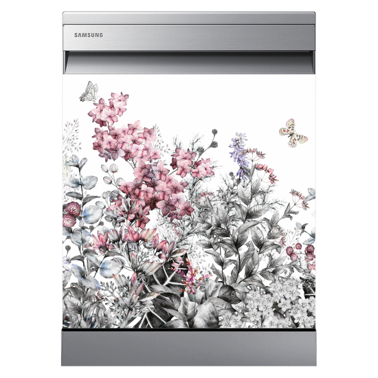 Dishwasher Sticker - Butterfly Flowers