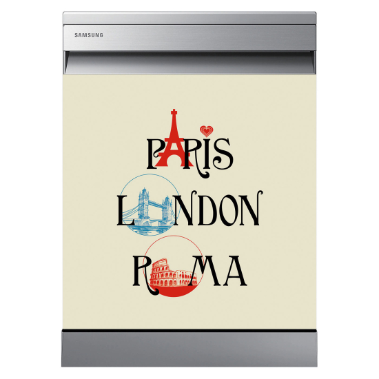 Dishwasher Sticker - Paris London Rome