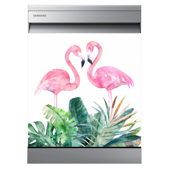 Dishwasher Sticker - Pink flamingos