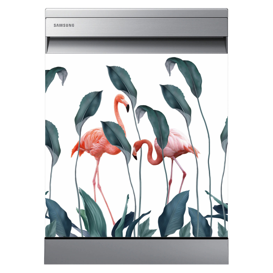 Dishwasher Sticker - Pink flamingos