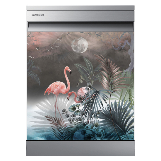 Dishwasher Sticker - Pink flamingos