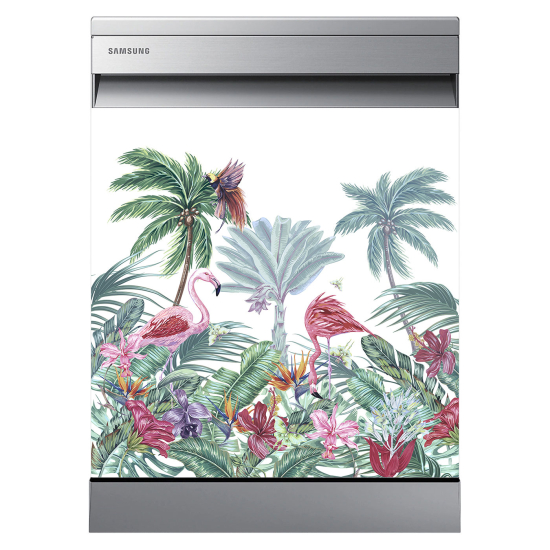 Dishwasher Sticker - Pink flamingos