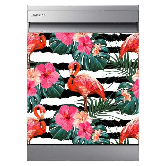 Dishwasher Sticker - Pink flamingos