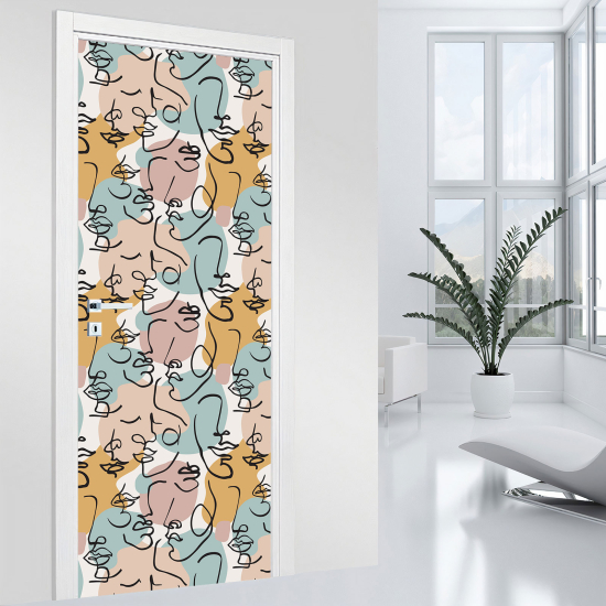 Door Sticker - Decal - Abstract Faces