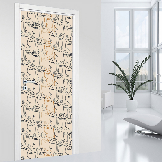 Door Sticker - Decal - Abstract Faces