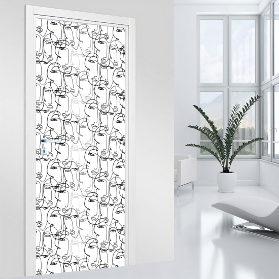 Door Sticker - Decal - Abstract Faces