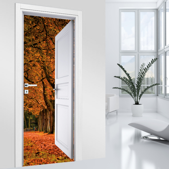 Door Sticker - Decal - Autumn Path