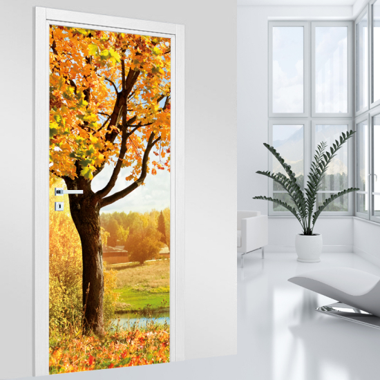 Door Sticker - Decal - Autumn tree