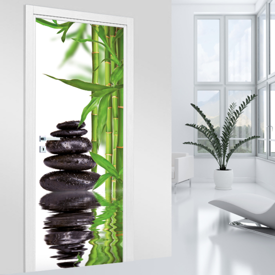 Door Sticker - Decal - Bamboo pebbles