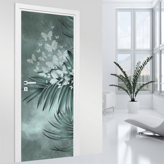 Door Sticker - Decal - Butterfly leaves