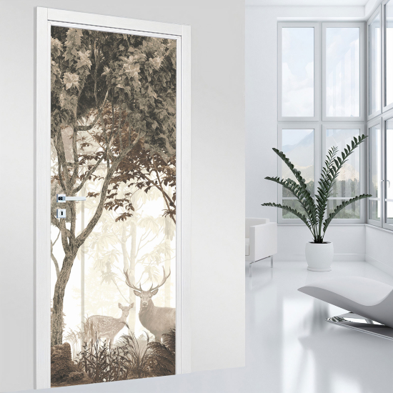 Door Sticker - Decal - Deer Forest