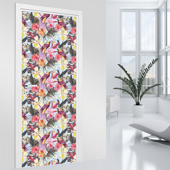 Door Sticker - Decal - Flower birds