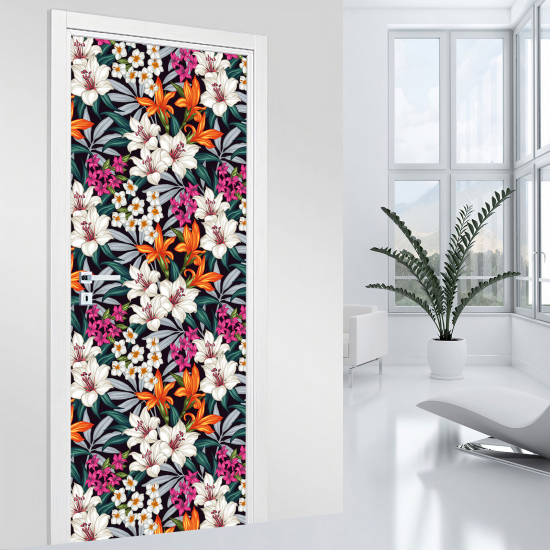 Door Sticker - Decal - Flowers