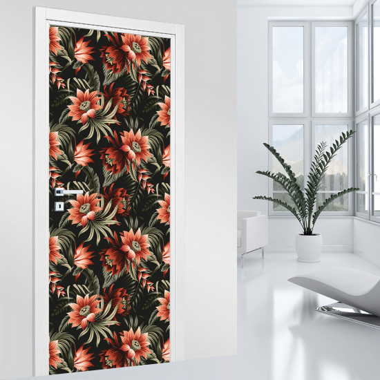 Door Sticker - Decal - Flowers