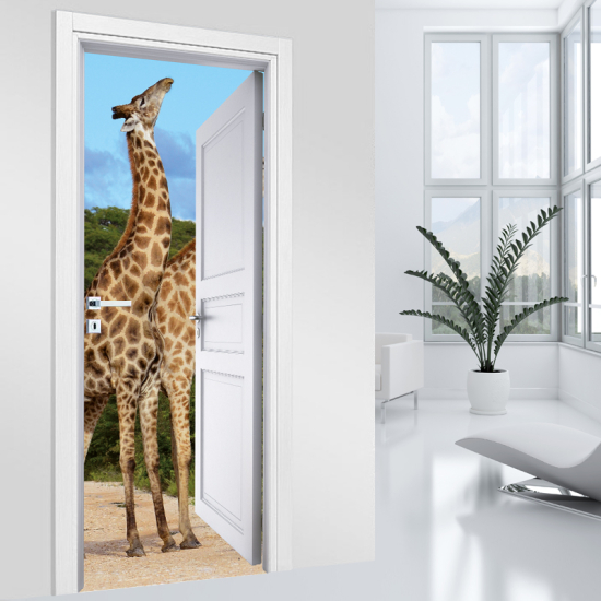 Door Sticker - Decal - Giraffes