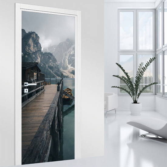 Door Sticker - Decal - Lake and Mountain