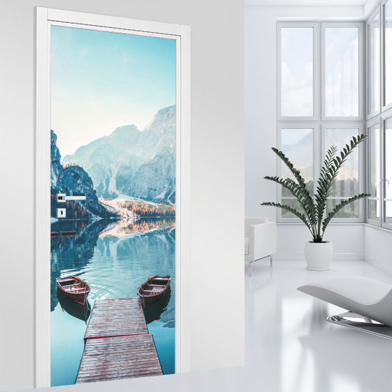 Door Sticker - Decal - Lake and Mountains