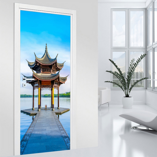 Door Sticker - Decal - Lake China Temple