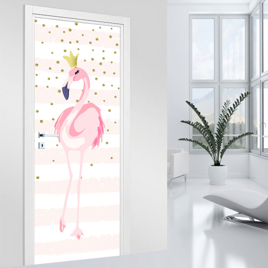 Door Sticker - Decal - Pink flamingo