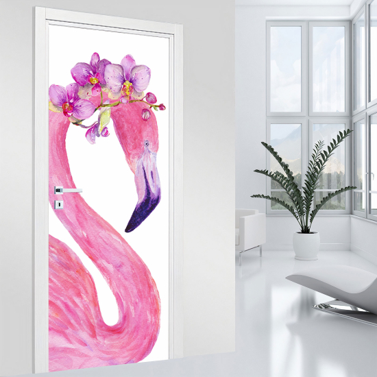 Door Sticker - Decal - Pink flamingo