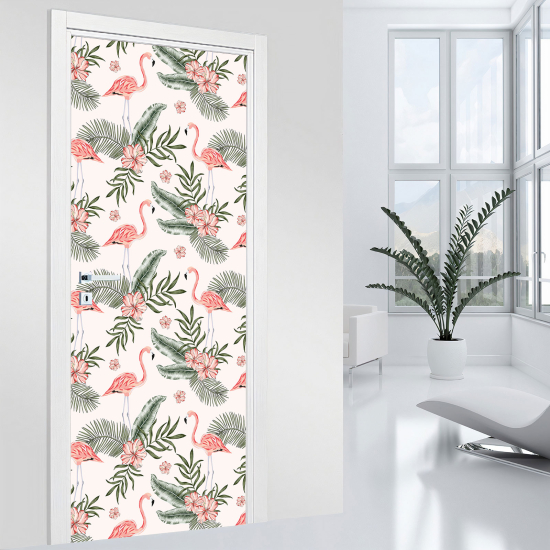 Door Sticker - Decal - Pink flamingos