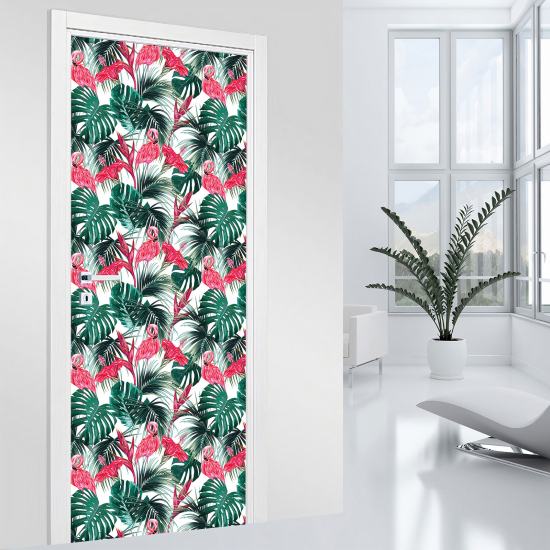 Door Sticker - Decal - Pink flamingos