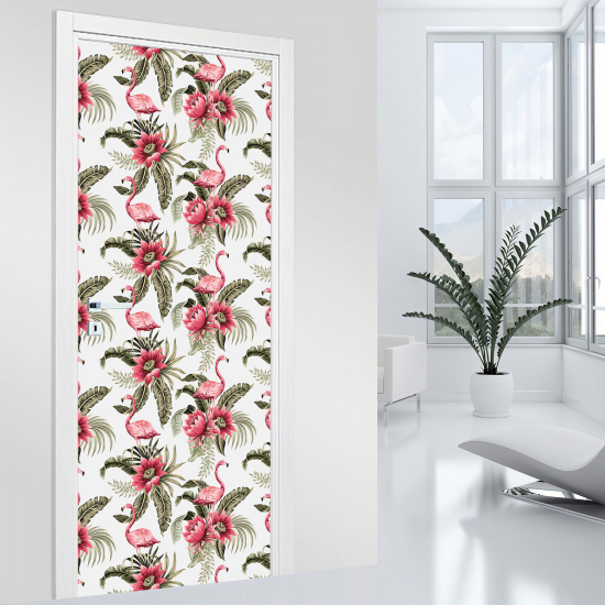 Door Sticker - Decal - Pink flamingos